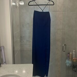 Midnight Blue Diamond Strap Midi Dress